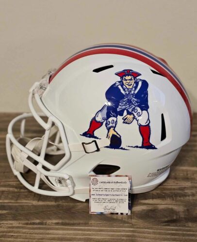 Andre Tippett Signed New England Patriots Throwback Riddell Full Size Speed Replica Helmet