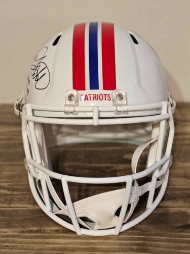 Andre Tippett Signed New England Patriots Throwback Riddell Full Size Speed Replica Helmet